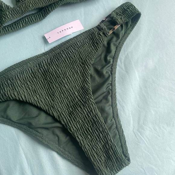 NWT Topshop Shirred Ring Bikini Set, Green - Picture 10 of 14